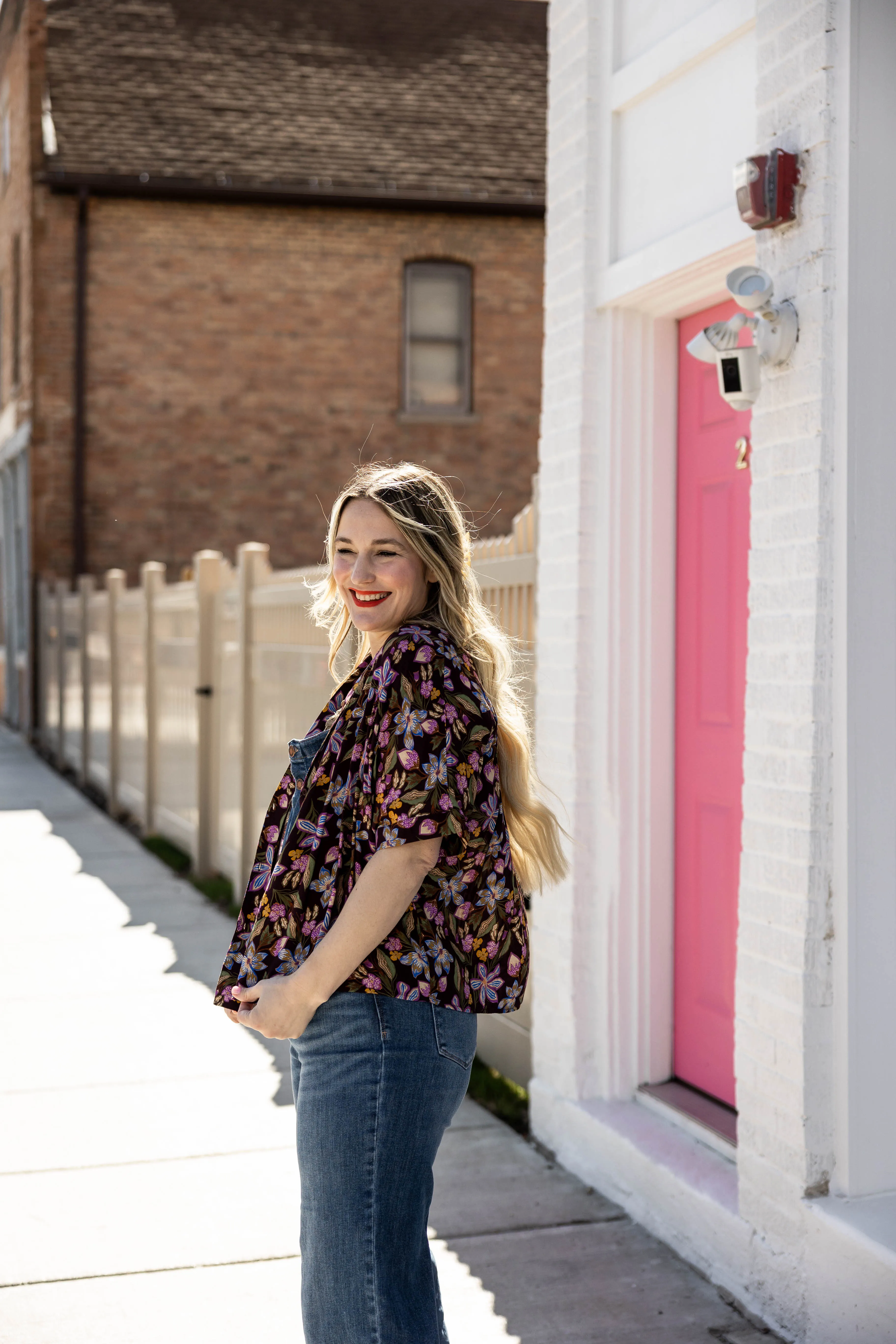 catherine top in purple floral