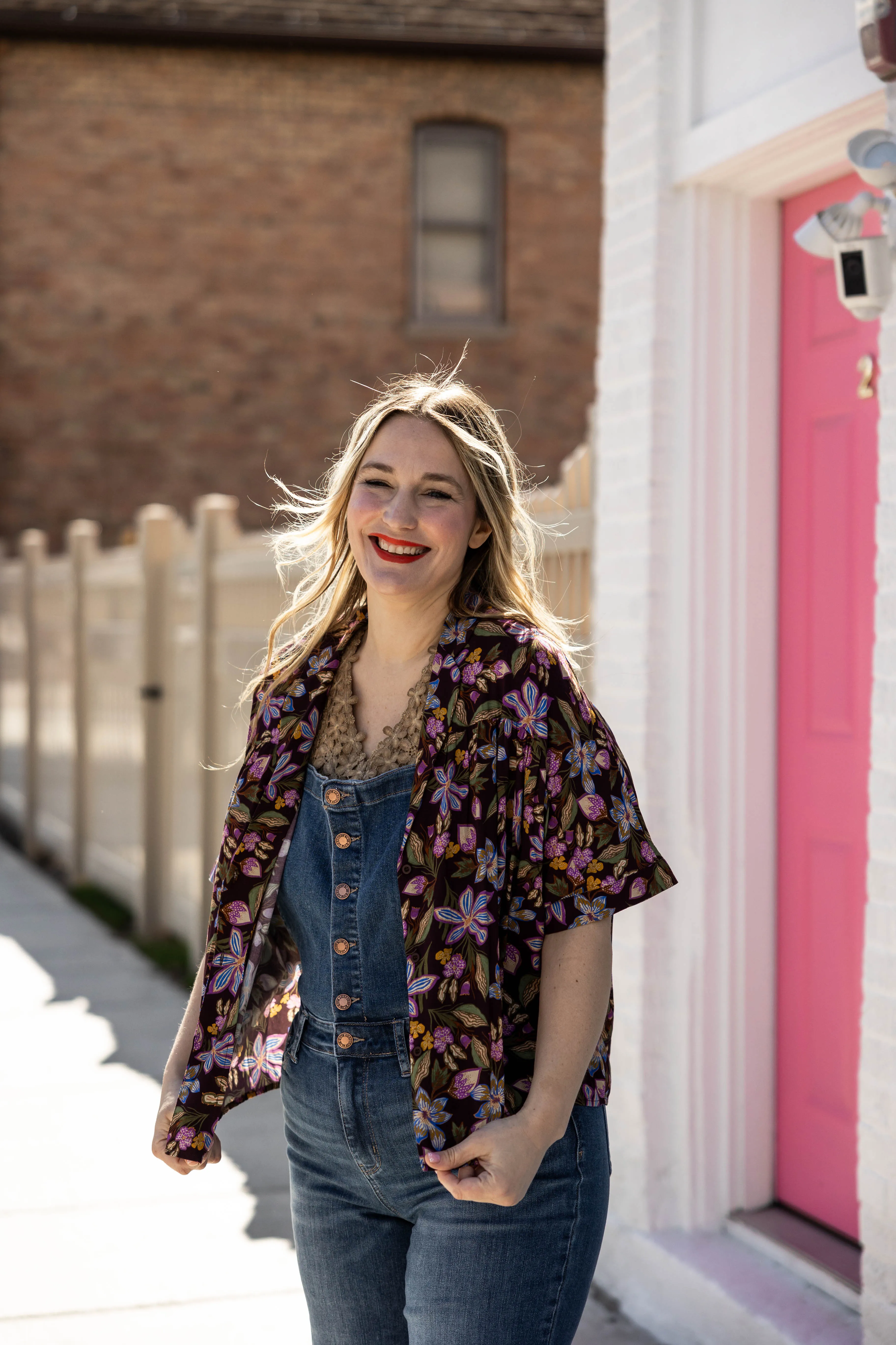 catherine top in purple floral