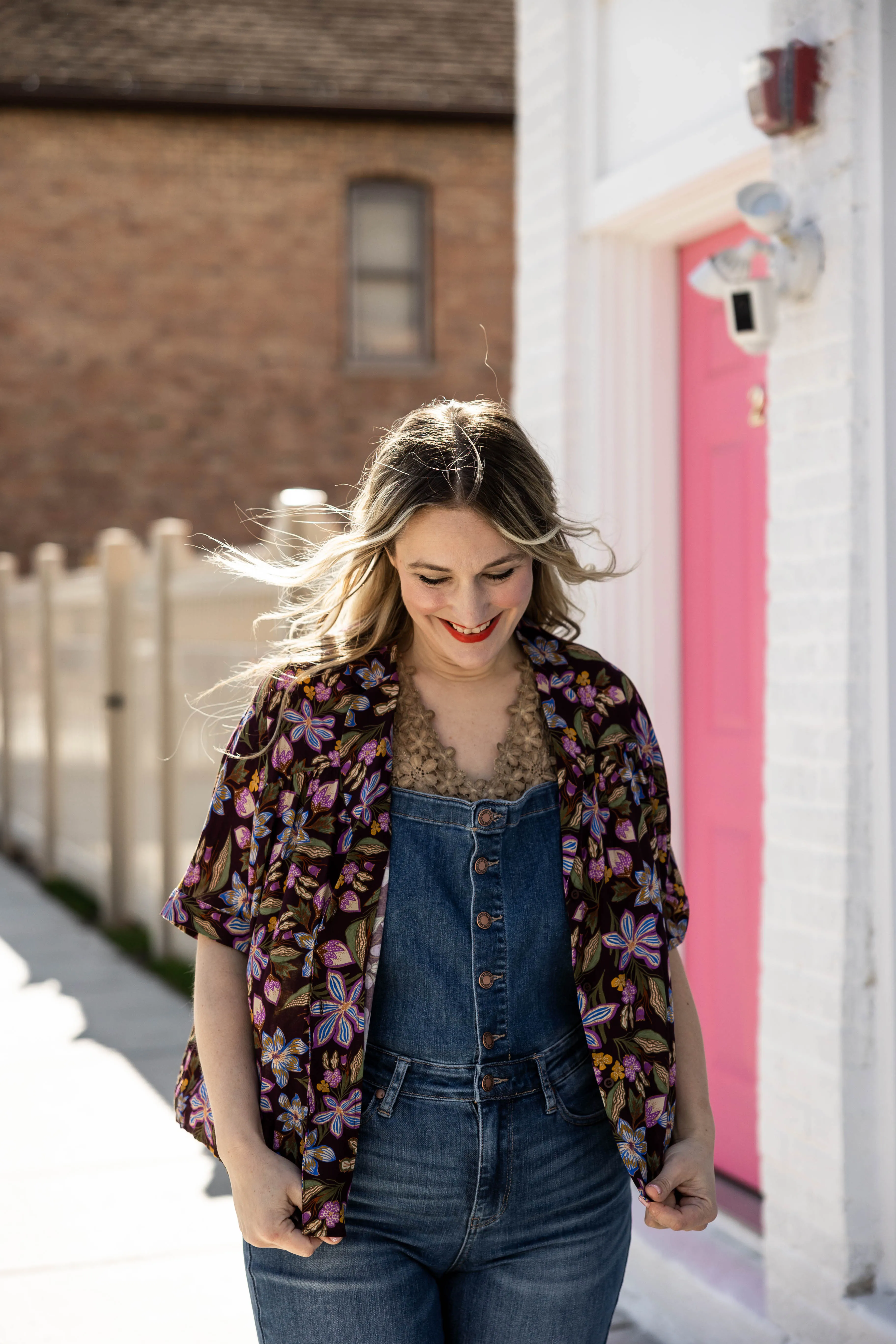 catherine top in purple floral