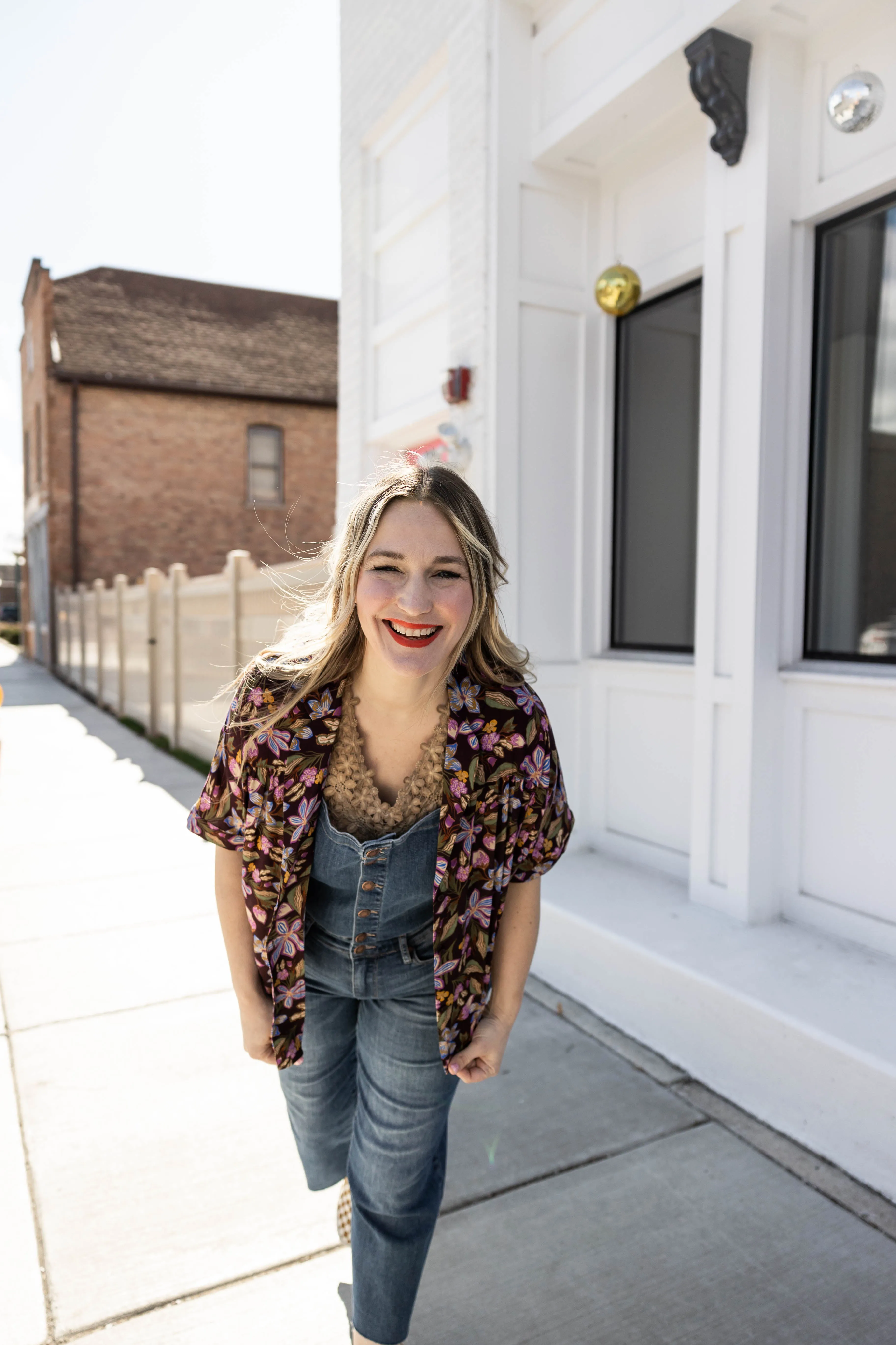 catherine top in purple floral