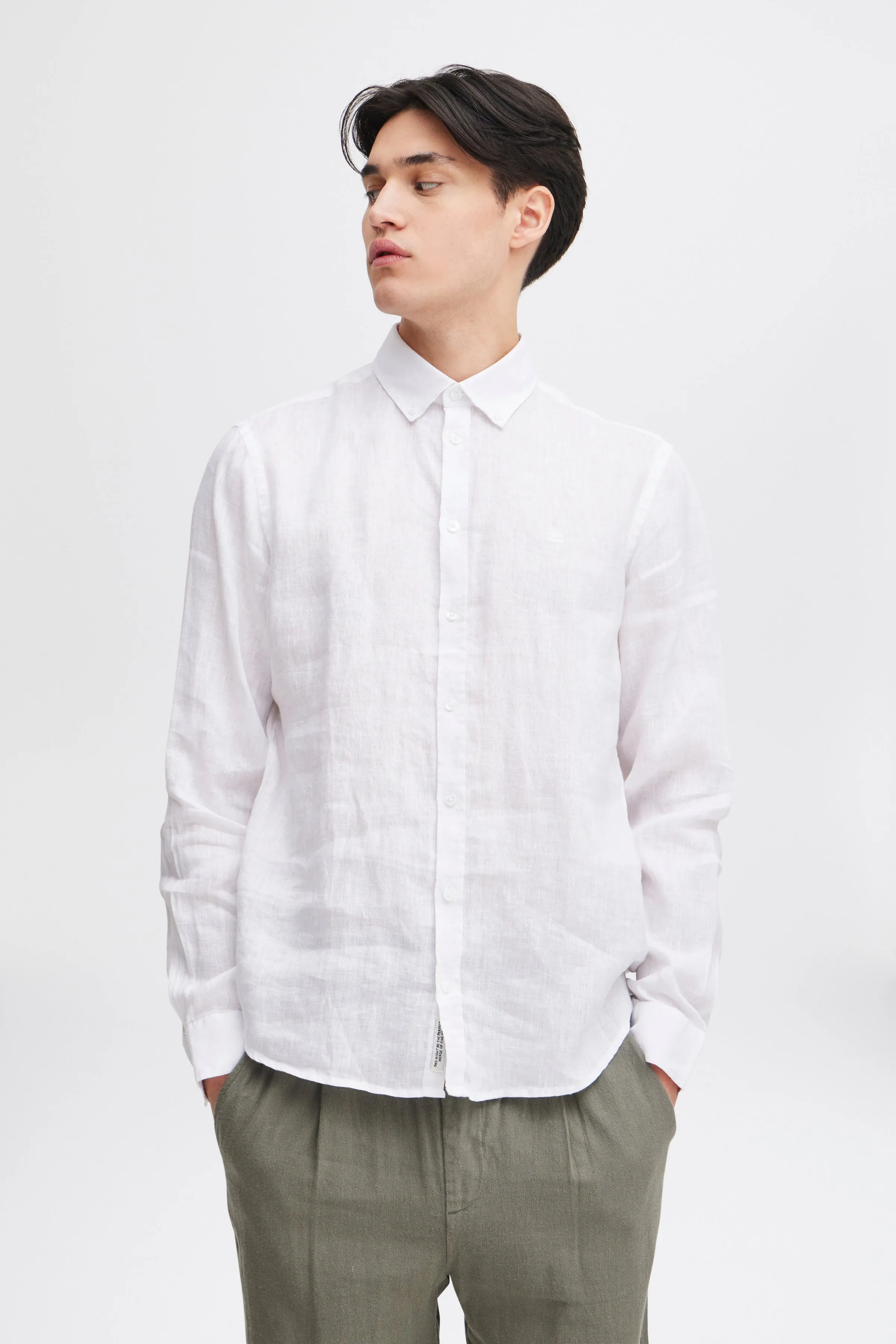 CFANTON Linen Long Sleeve Shirt - White