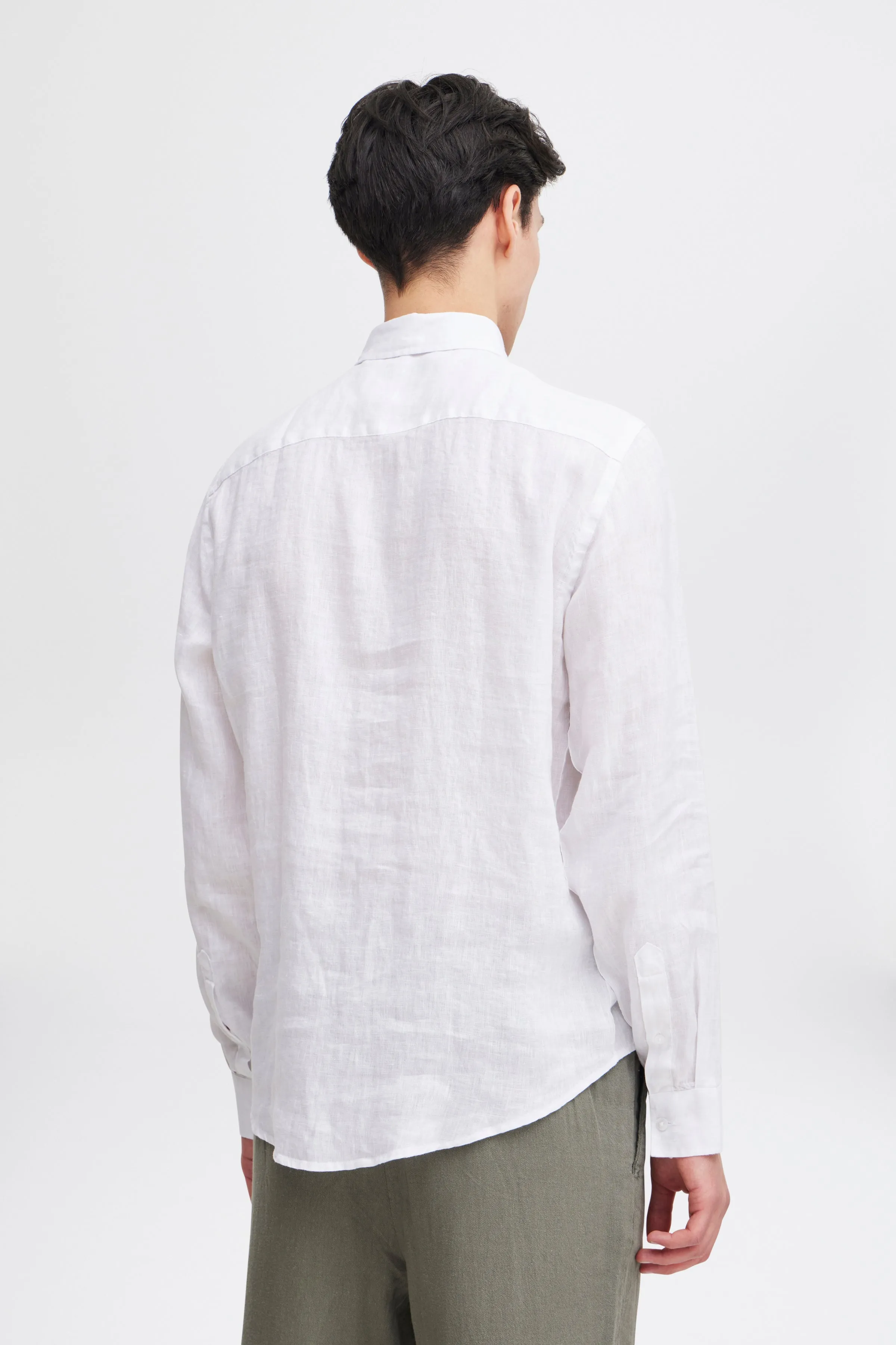 CFANTON Linen Long Sleeve Shirt - White