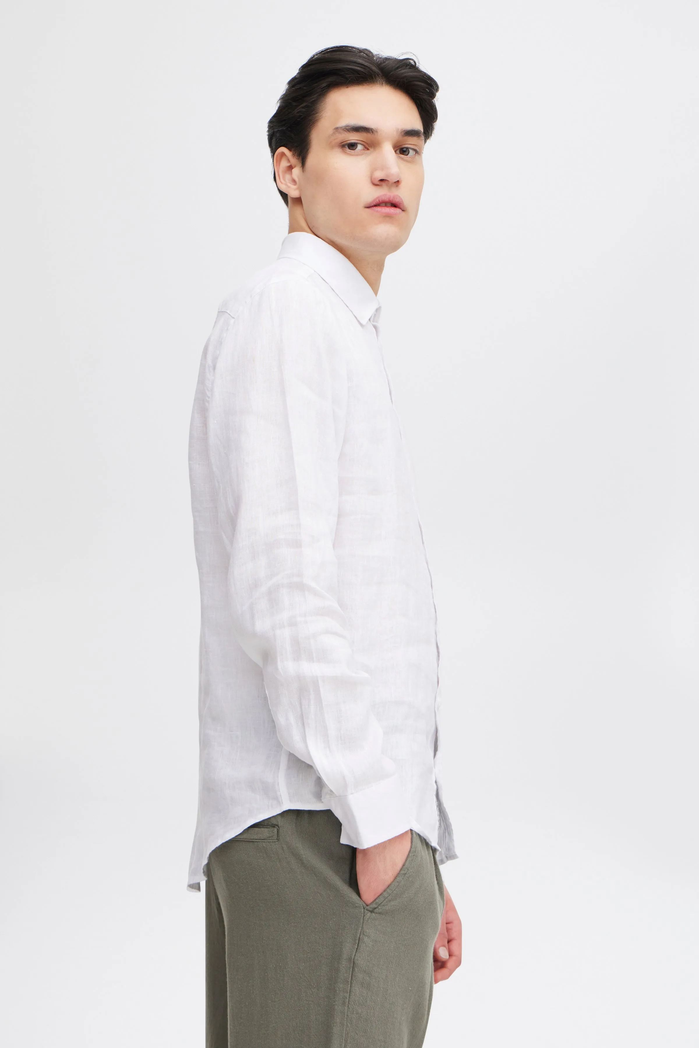 CFANTON Linen Long Sleeve Shirt - White