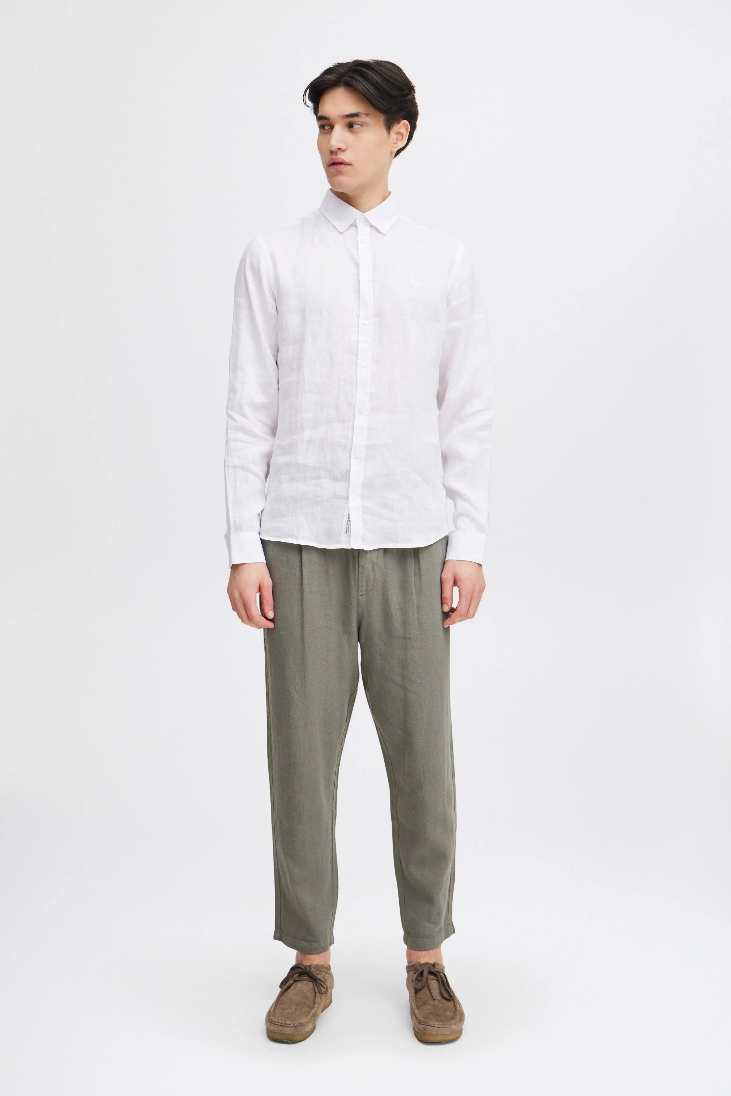 CFANTON Linen Long Sleeve Shirt - White