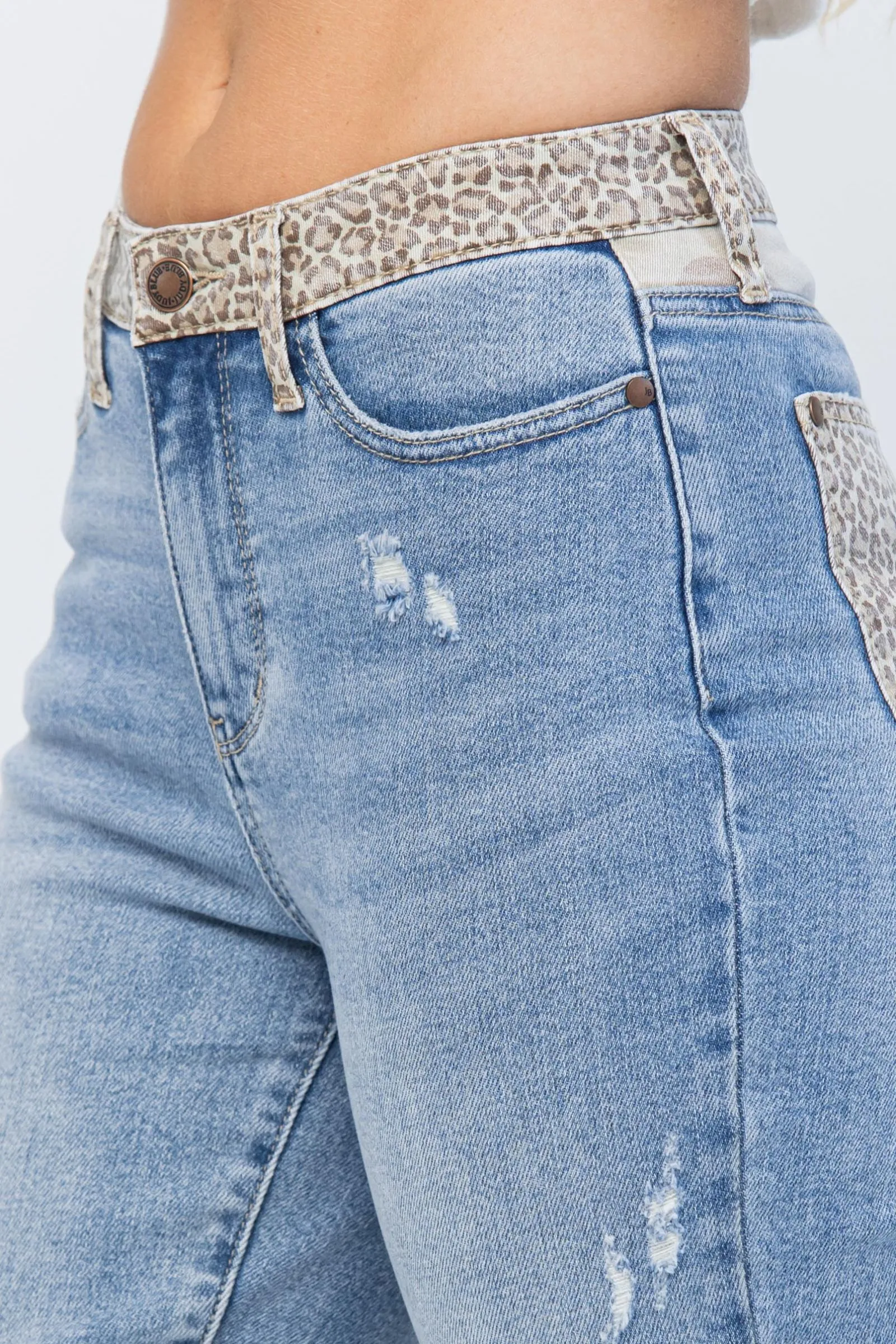 Cheetah Camo Block High Wasit Slim Jeans