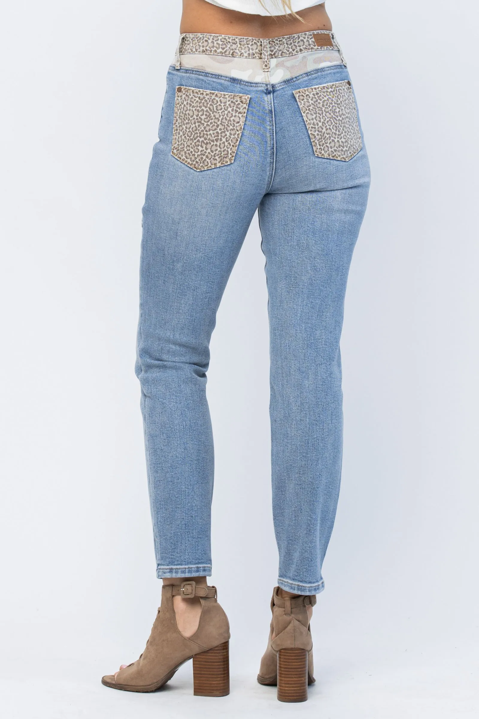 Cheetah Camo Block High Wasit Slim Jeans