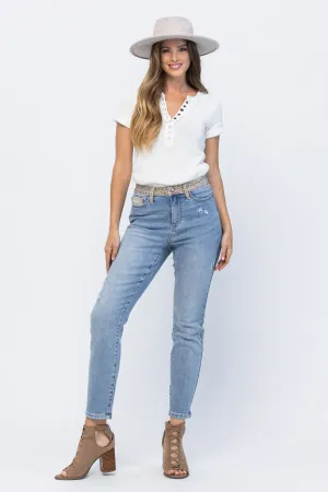 Cheetah Camo Block High Wasit Slim Jeans