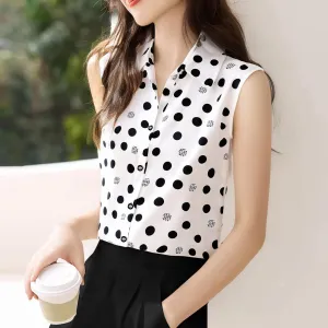 Chic Dobby Floral Print Sleeveless Relaxed-Fit Shirt
