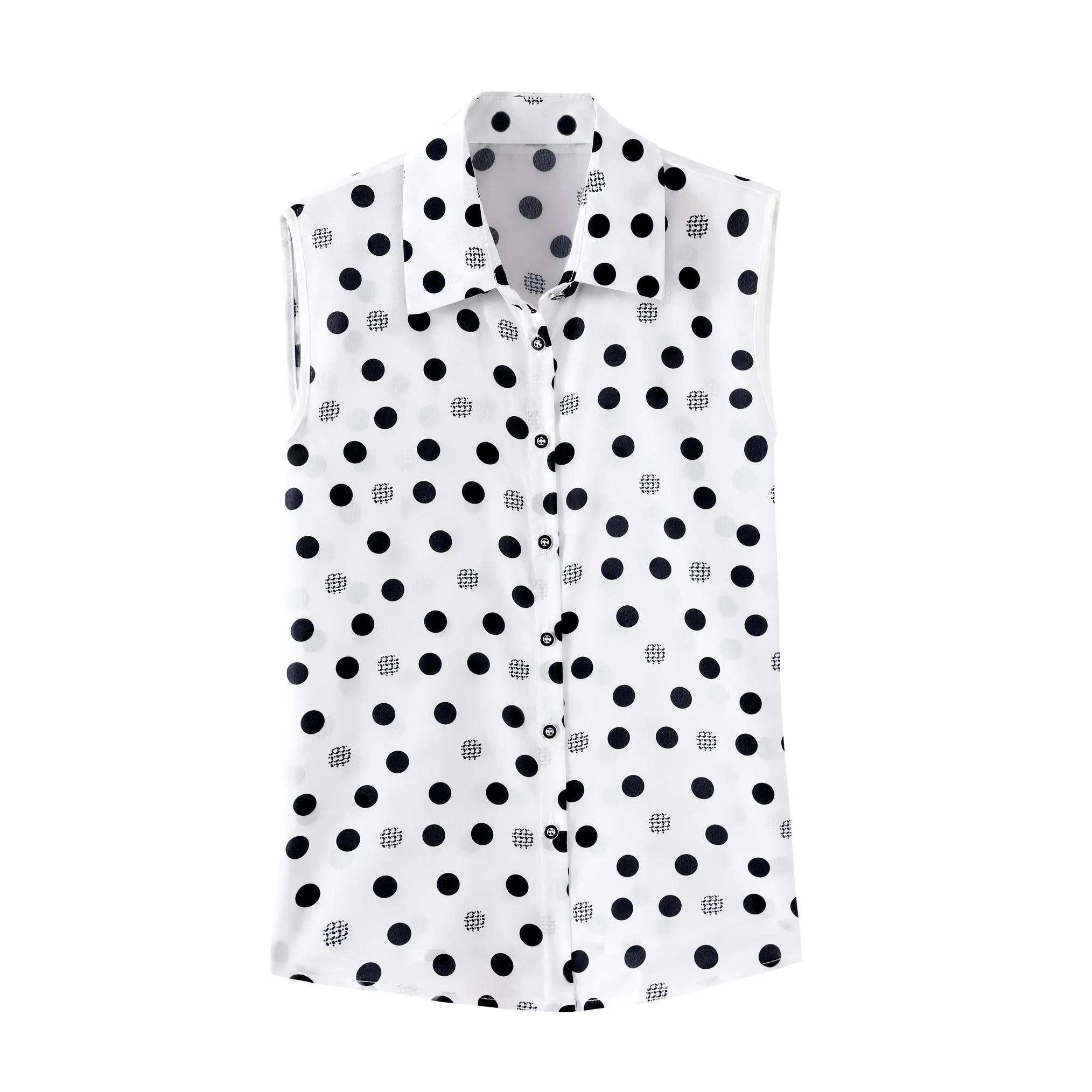Chic Dobby Floral Print Sleeveless Relaxed-Fit Shirt