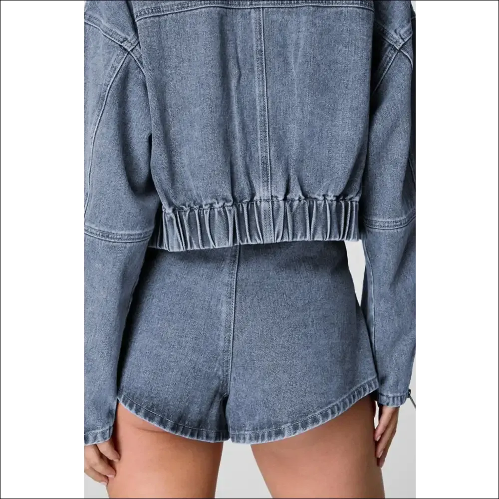 Chic Drawstring Cargo Denim Shorts with Pockets