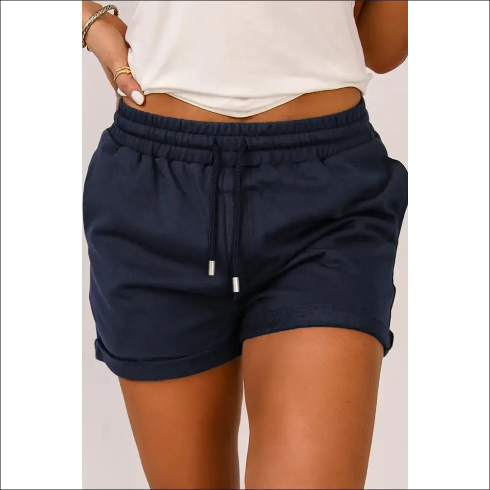 Chic Drawstring Waist Cuffed Shorts