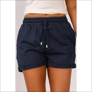 Chic Drawstring Waist Cuffed Shorts