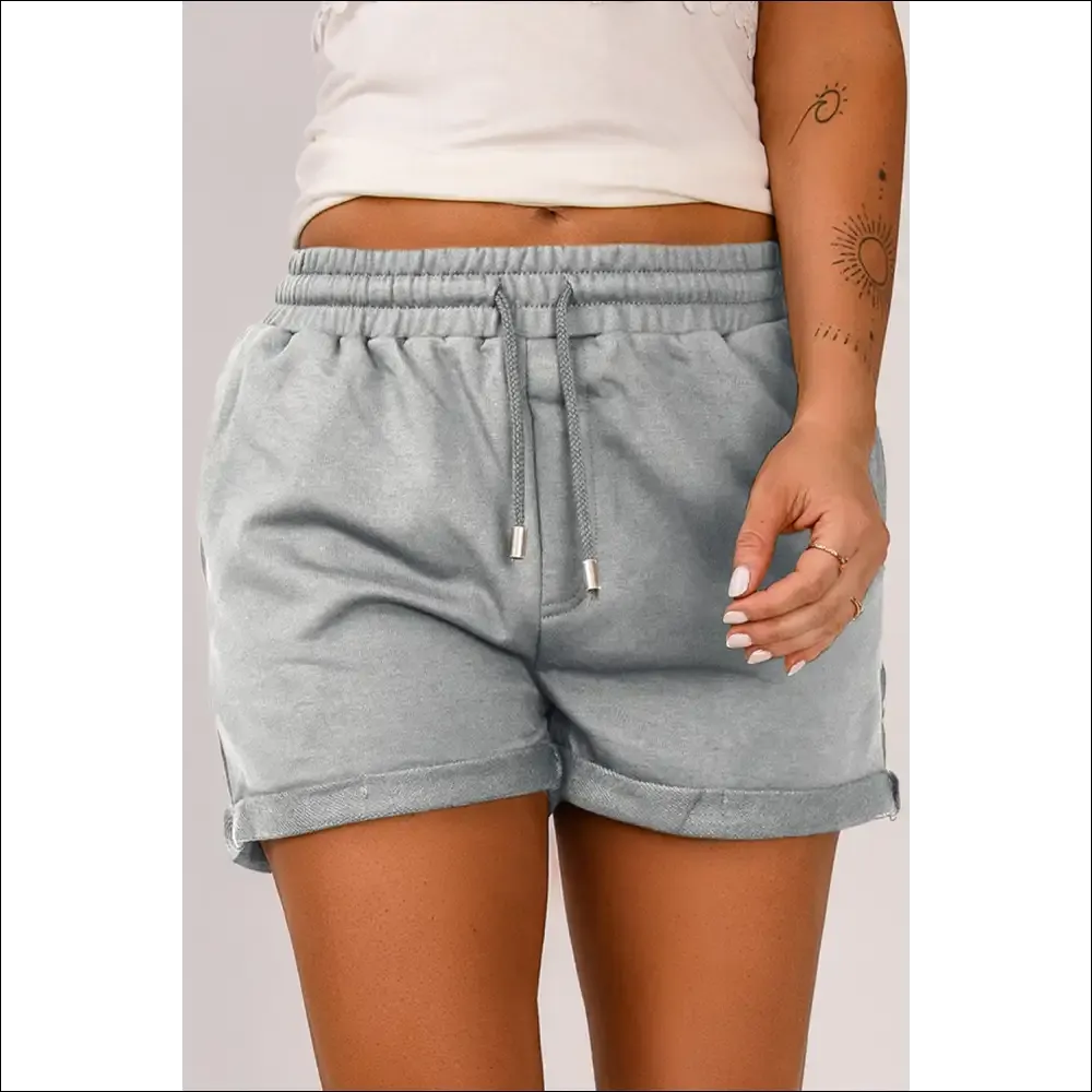 Chic Drawstring Waist Cuffed Shorts
