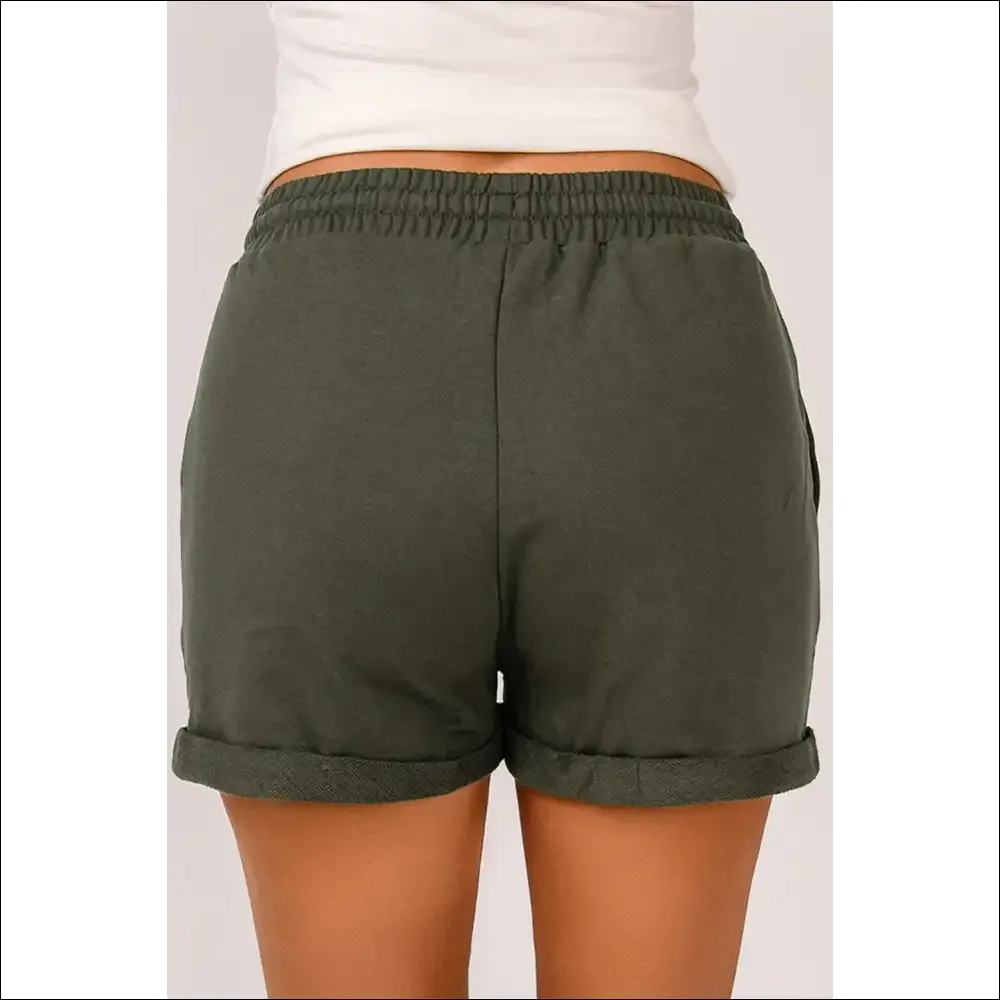 Chic Drawstring Waist Cuffed Shorts
