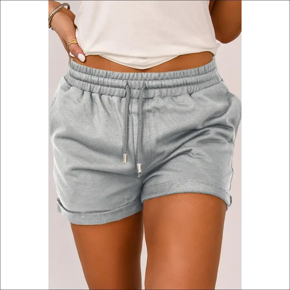 Chic Drawstring Waist Cuffed Shorts