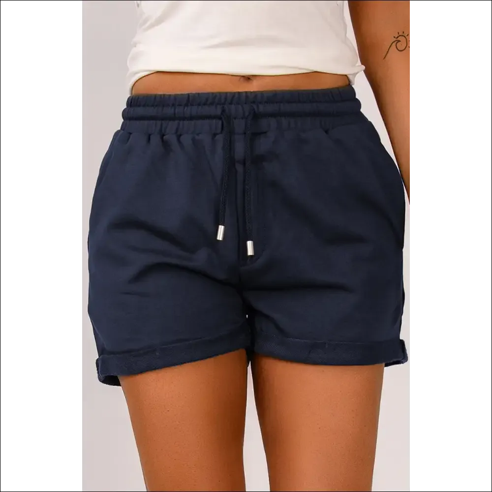 Chic Drawstring Waist Cuffed Shorts