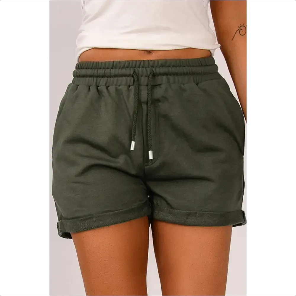 Chic Drawstring Waist Cuffed Shorts