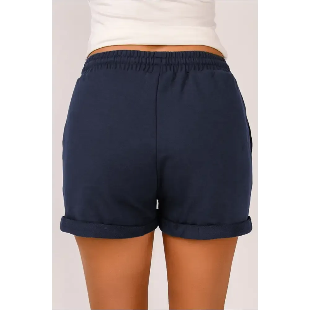 Chic Drawstring Waist Cuffed Shorts