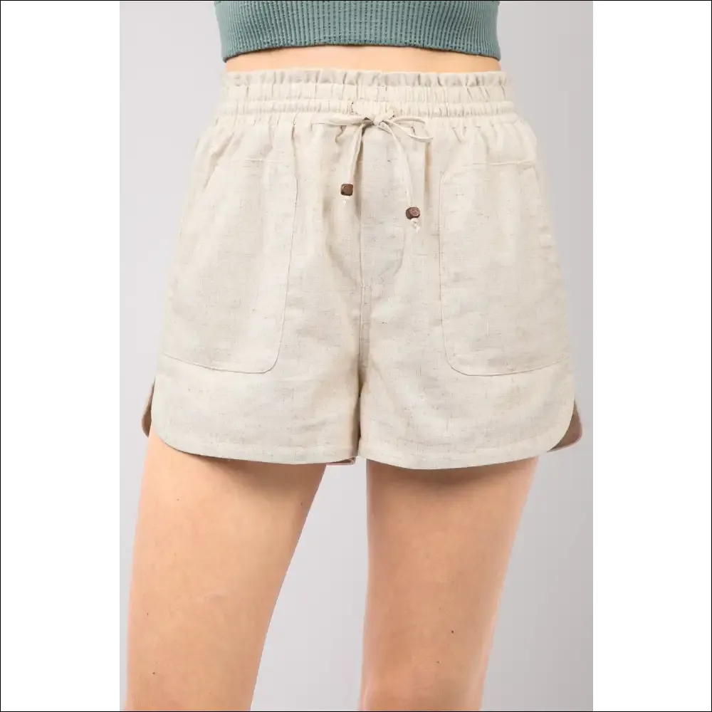 Chic Eco-Friendly Linen Drawstring Shorts for Women
