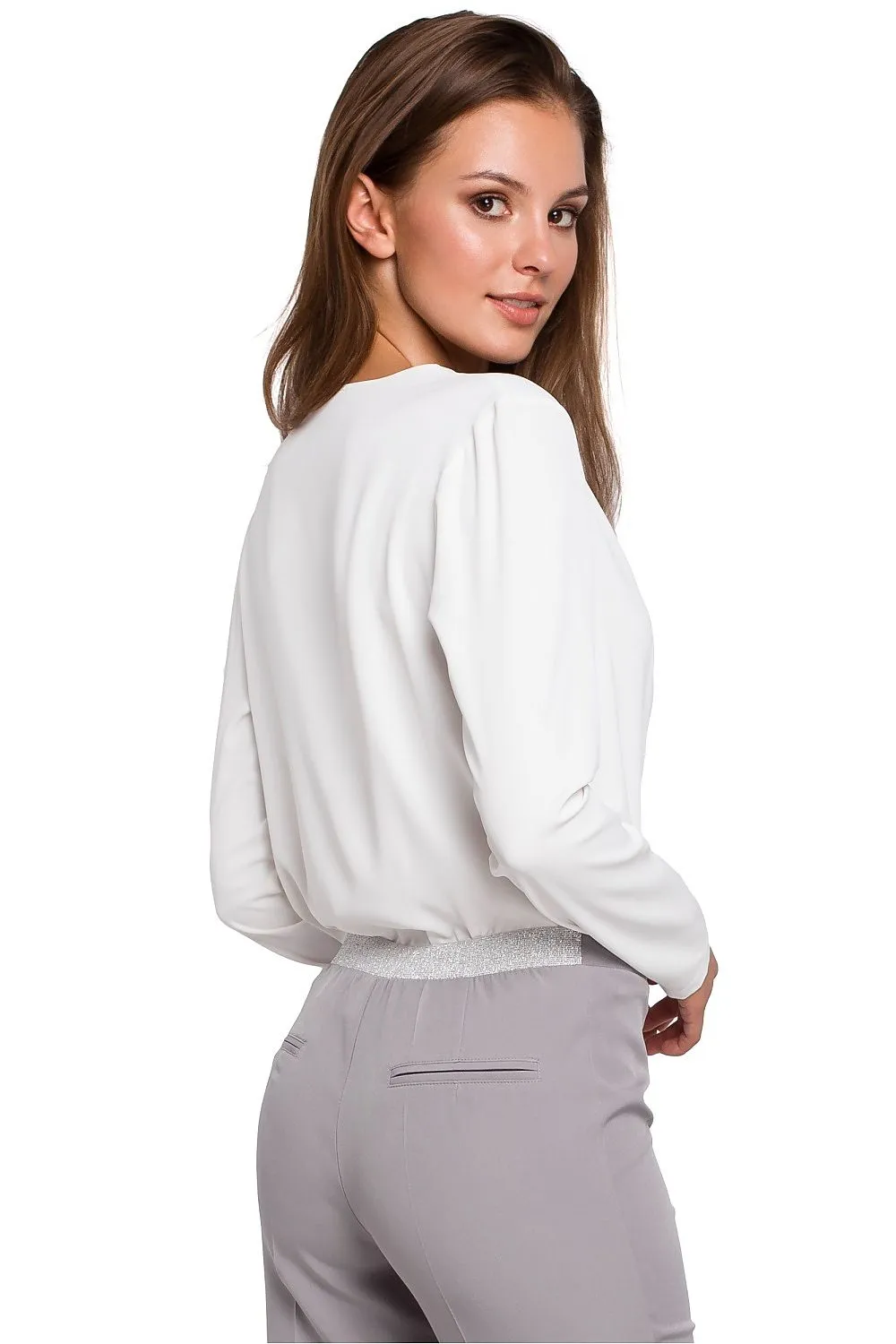 Chic Envelope Cut Blouse by Makover - Model 138760