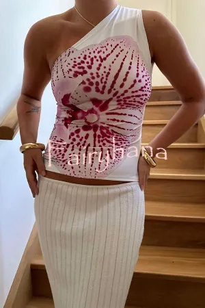 Chic View Like You Floral Print One Shoulder Stretch Tank