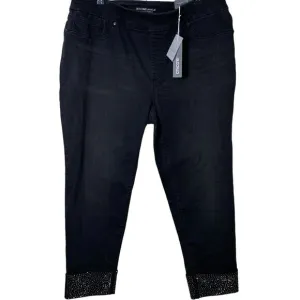 Chicos Pants Jegging Ankle Jeans Size 3 Petite Bling Cuff Black New With Tags