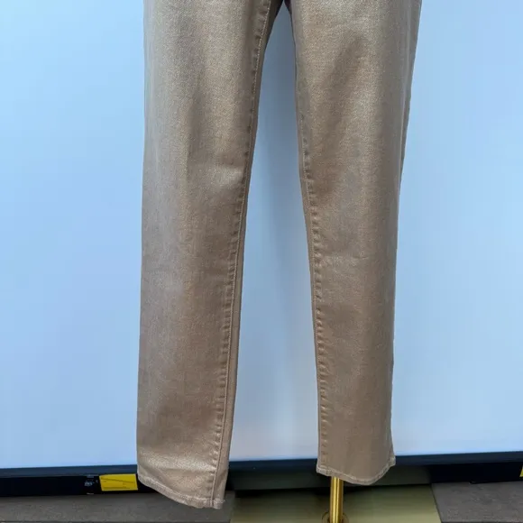 Chico’s REGULAR SLIM LEG GOLD PLATINUM METALLIC JEAN Size 0.5 (6-S)