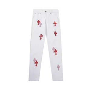 Chrome Heart White Leopard Cross Jeans