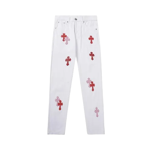 Chrome Heart White Leopard Cross Jeans