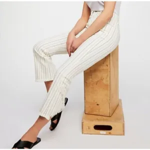 Citizens of Humanity Striped Drew Fray High Rise Crop Flare Jeans Size 25 Boho