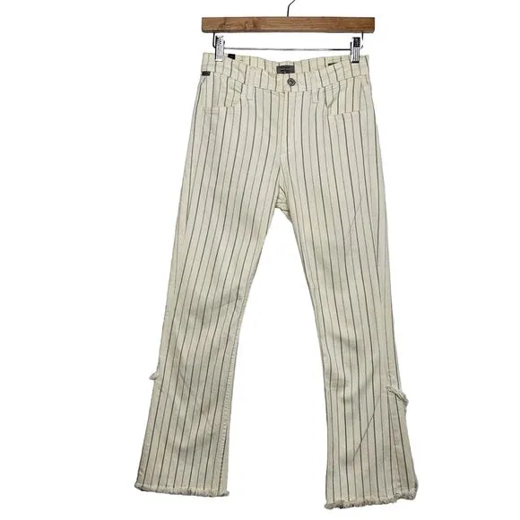 Citizens of Humanity Striped Drew Fray High Rise Crop Flare Jeans Size 25 Boho