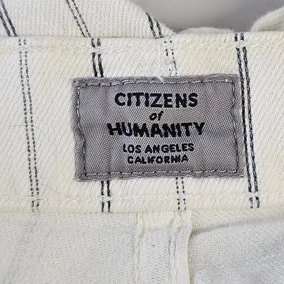Citizens of Humanity Striped Drew Fray High Rise Crop Flare Jeans Size 25 Boho