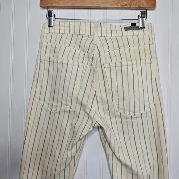 Citizens of Humanity Striped Drew Fray High Rise Crop Flare Jeans Size 25 Boho