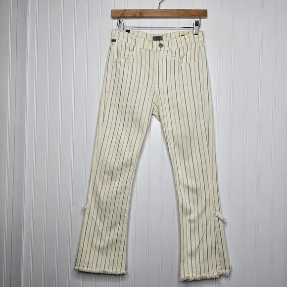 Citizens of Humanity Striped Drew Fray High Rise Crop Flare Jeans Size 25 Boho
