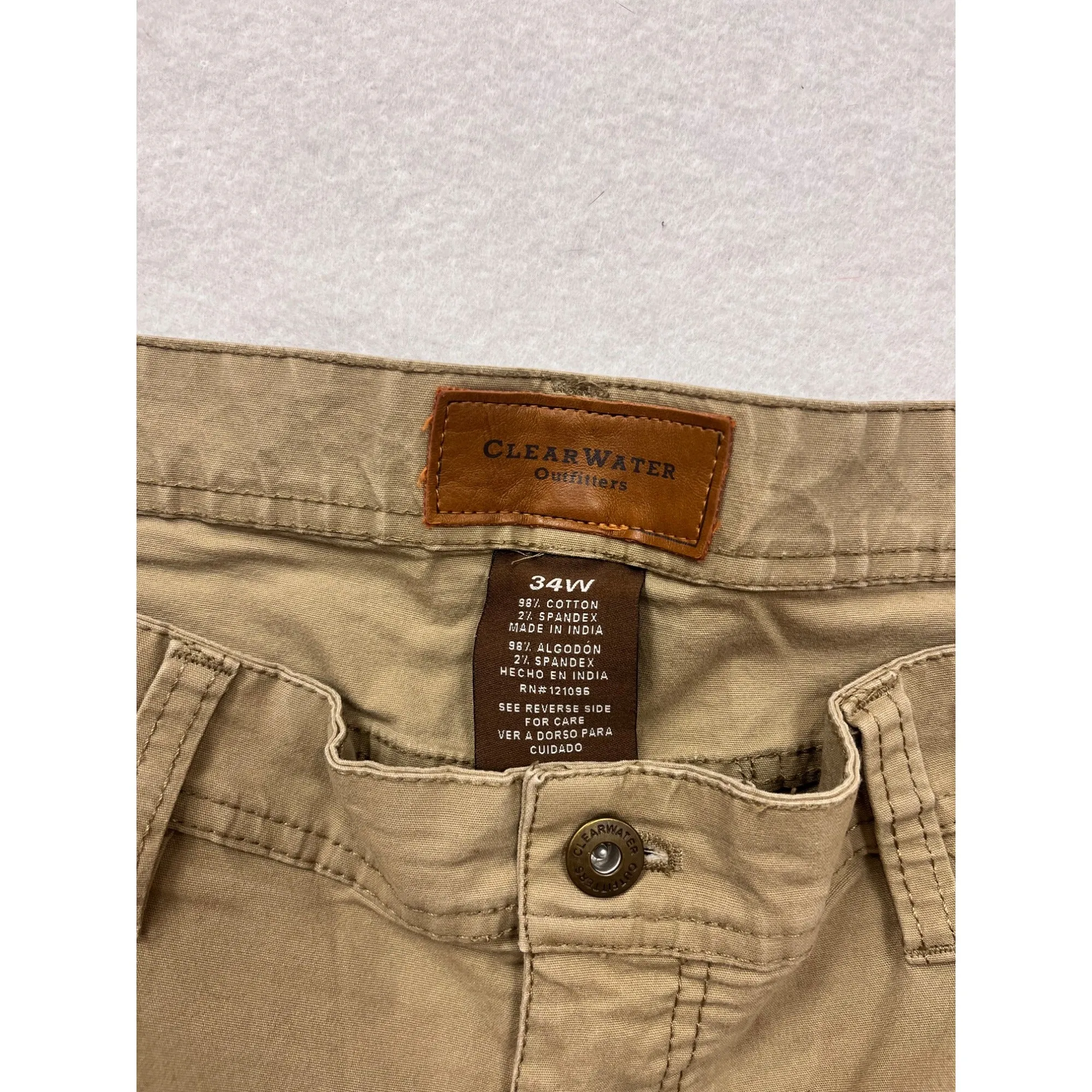 Clearwater Outfitters Mens Khaki Cargo Shorts Size 34W #6570