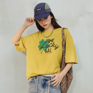Clover Printed Versatile T-shirts for Women Versatile