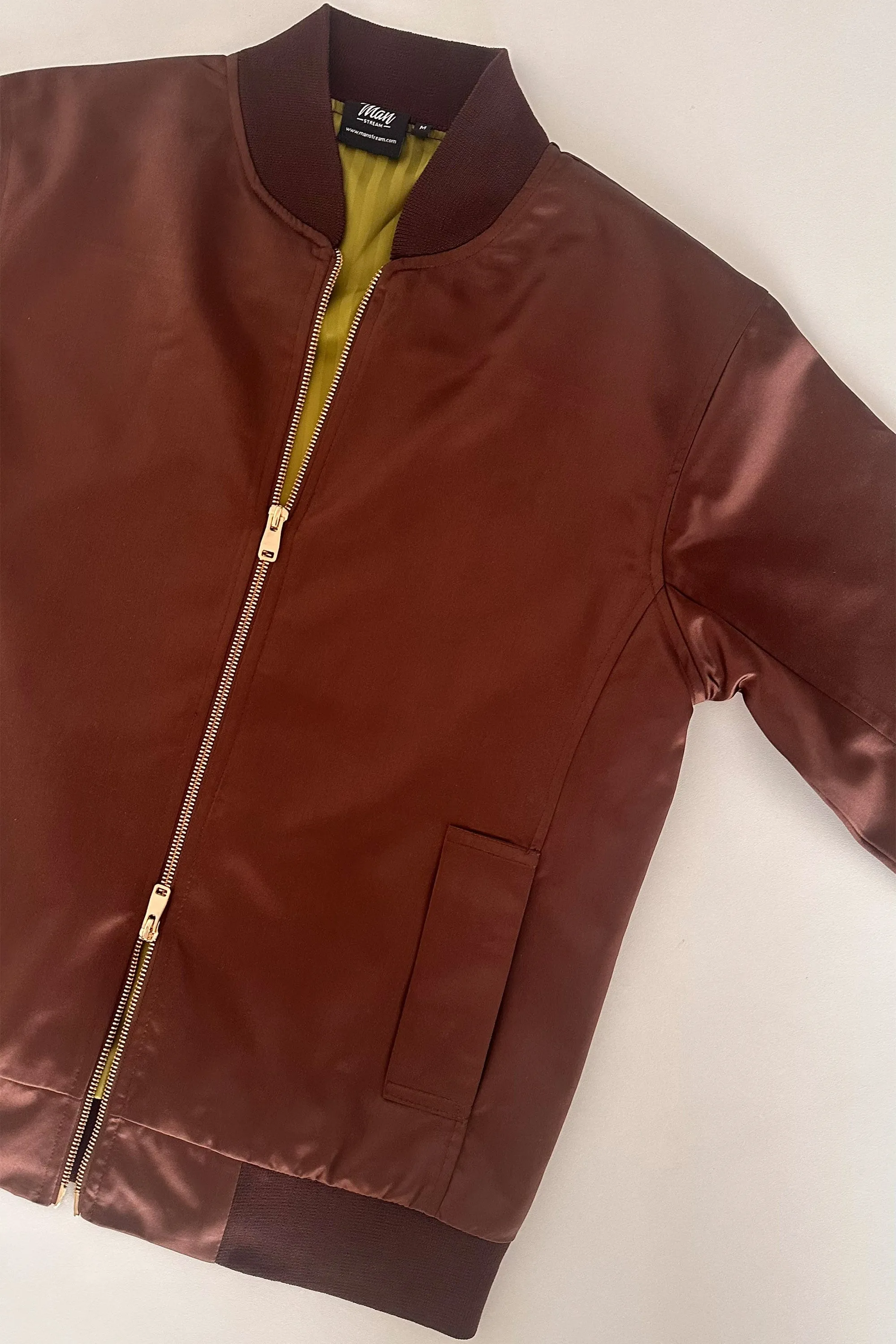 Coffee Brown Panel Bomber Jacket