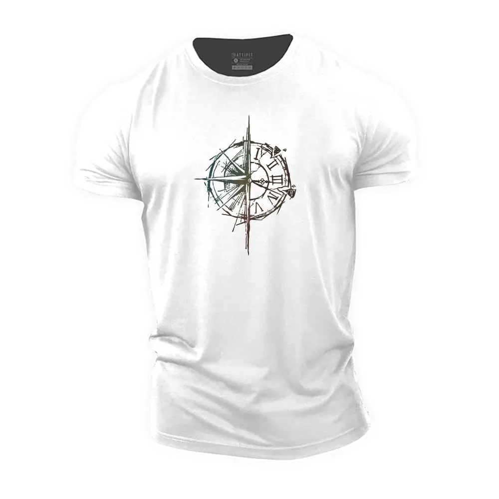 Compass Clock Cotton T-Shirt