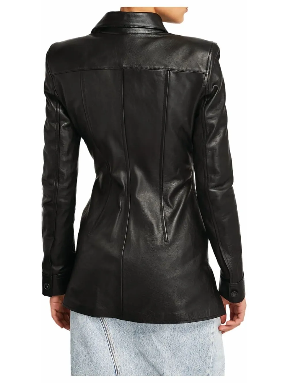 Contemporary Edge Leather Blazer for Women