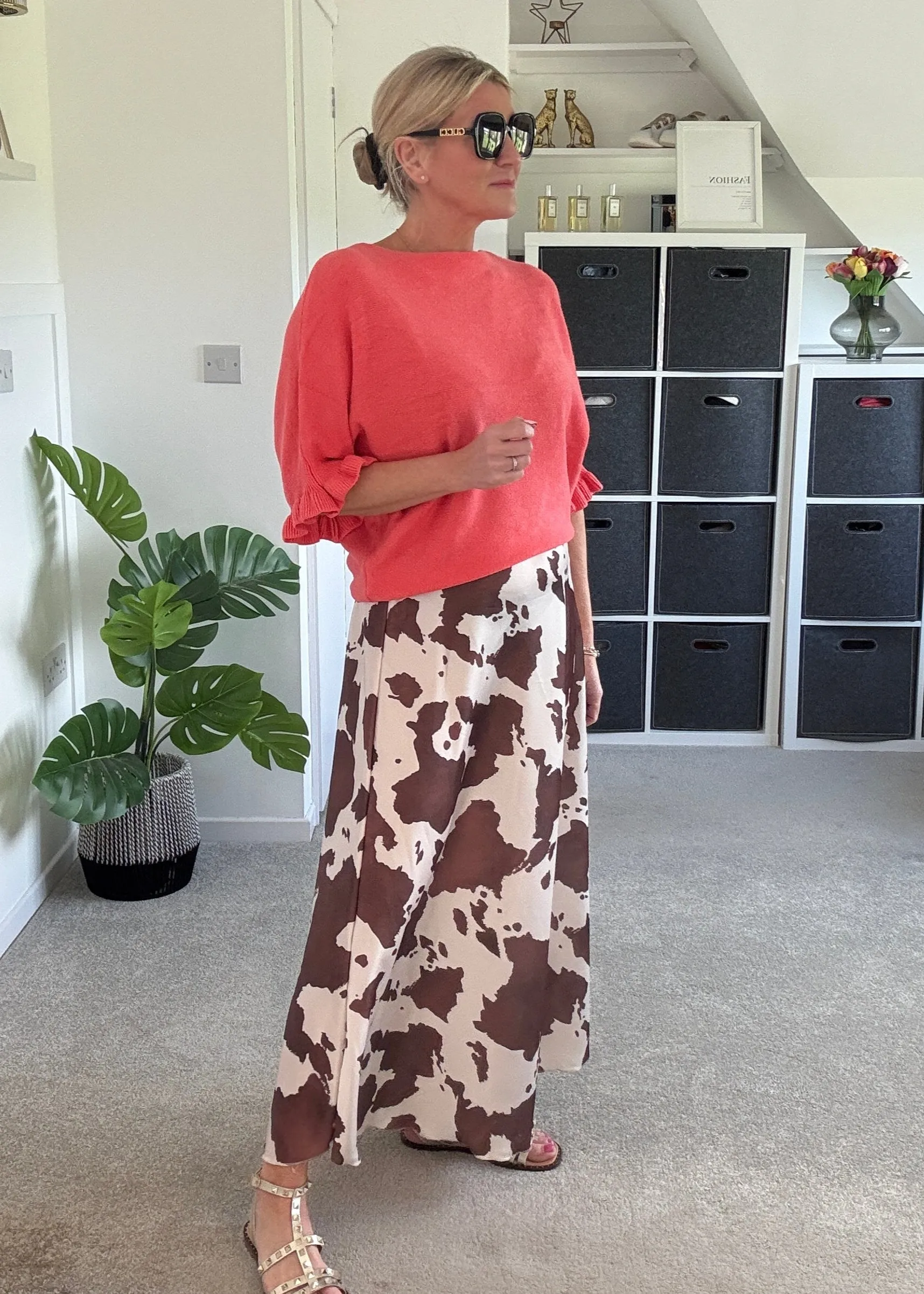 Coral Frill Sleeve Jumper