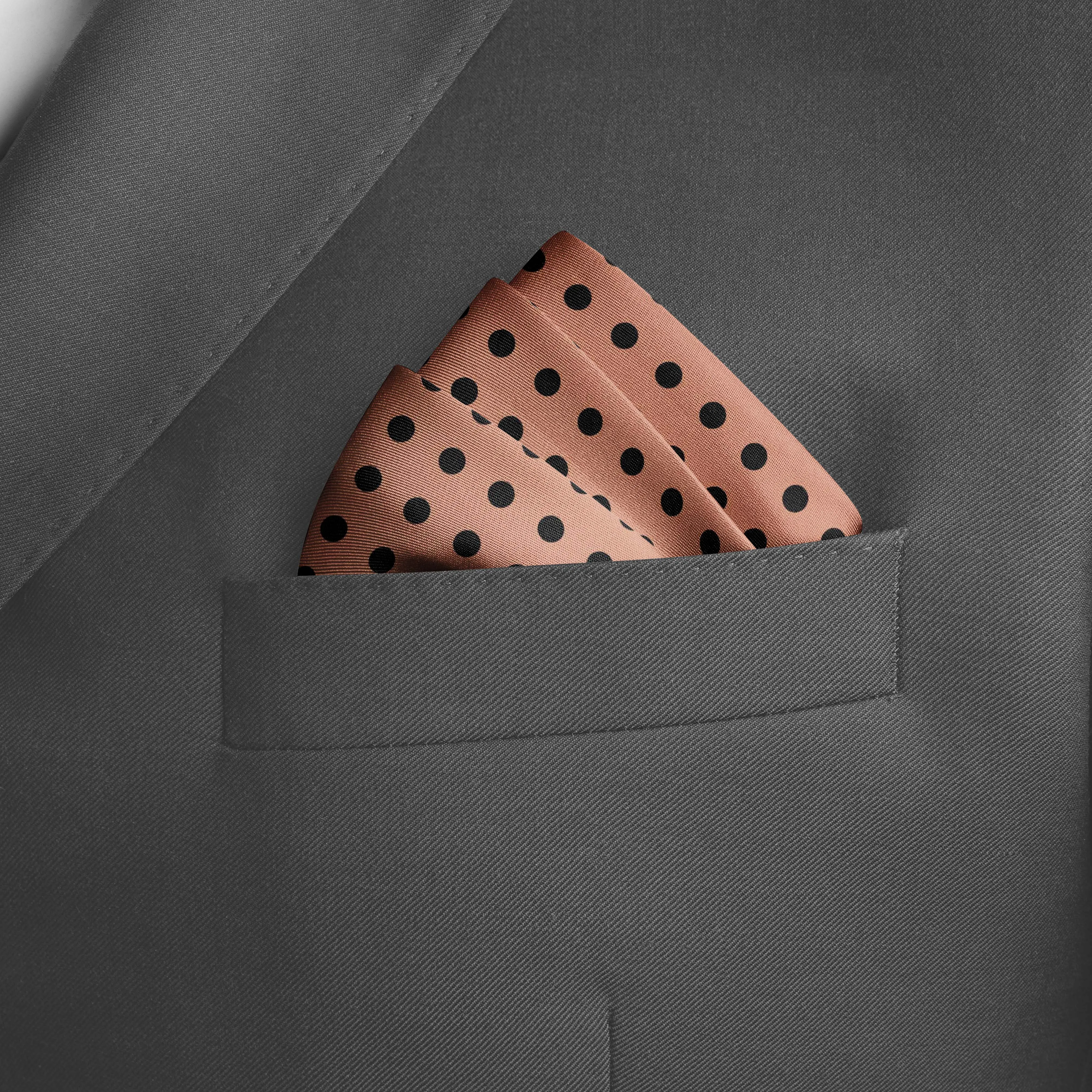 CORAL SAND POLKA DOTS SILK POCKET SQUARE