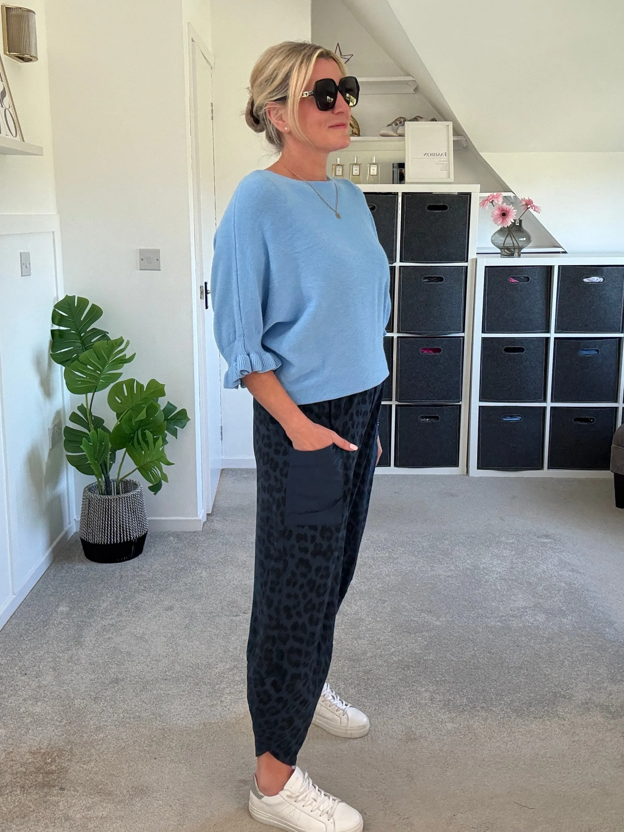 Cornflower Blue Frill Sleeve Jumper