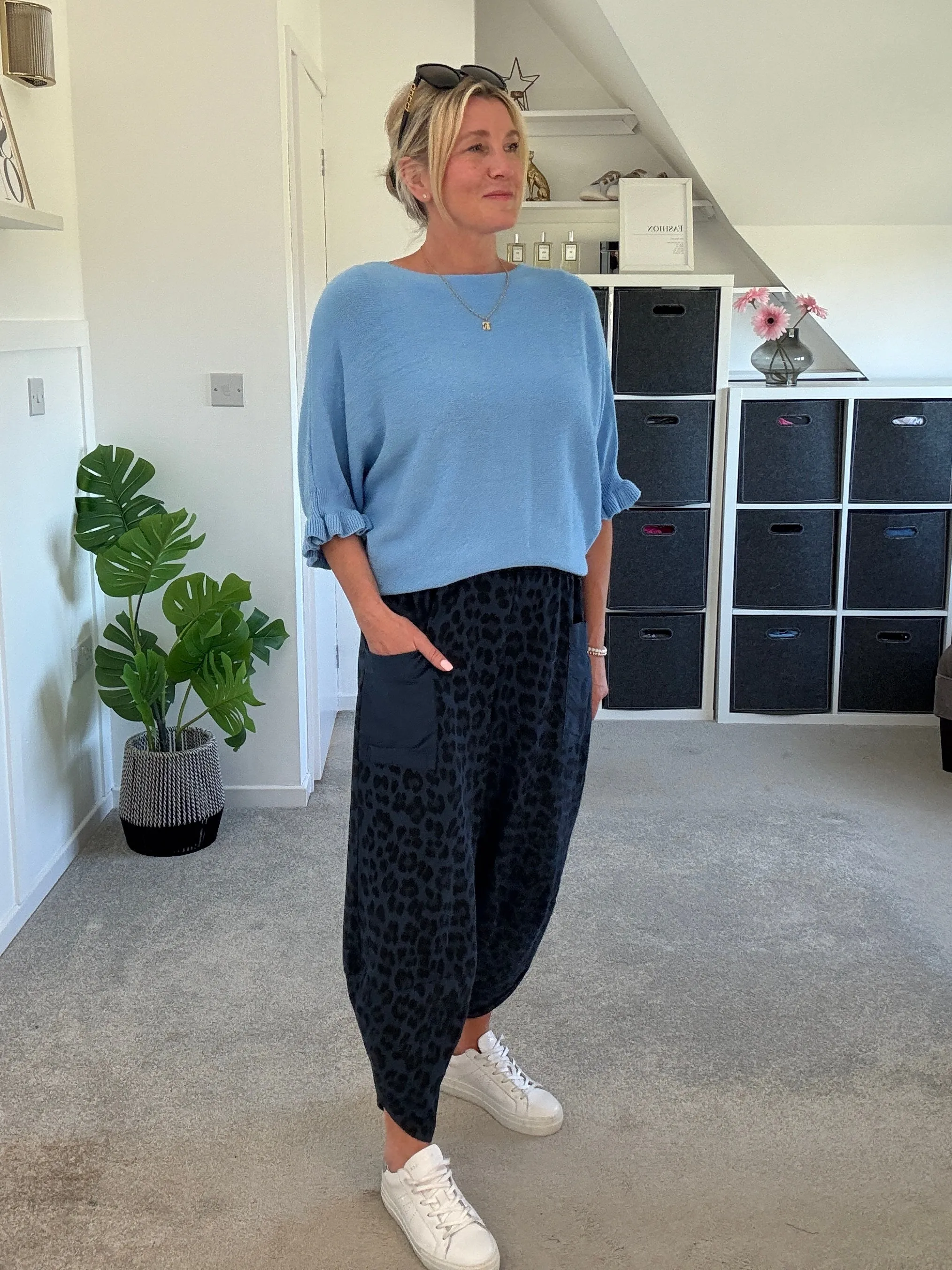 Cornflower Blue Frill Sleeve Jumper