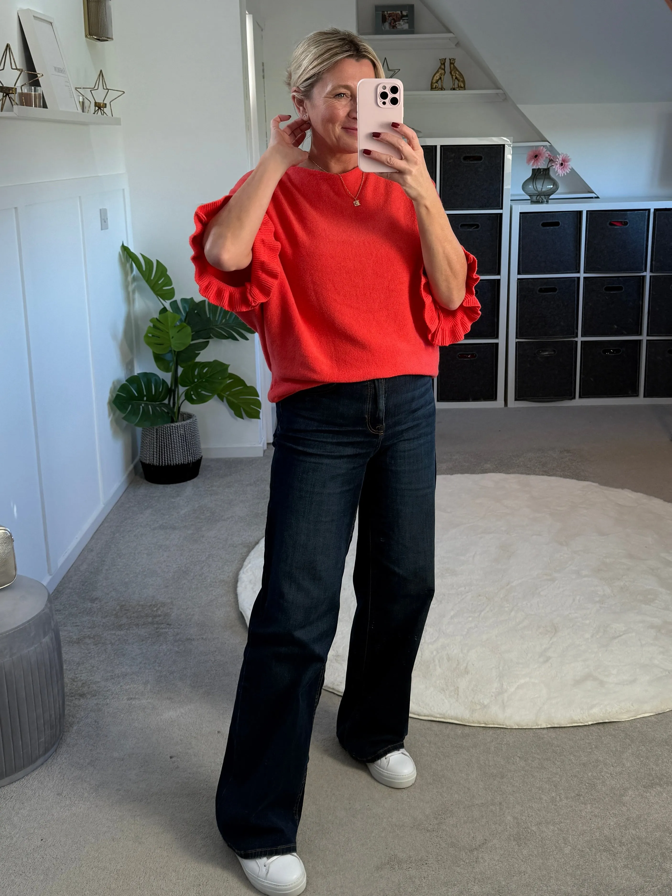Cornflower Blue Frill Sleeve Jumper