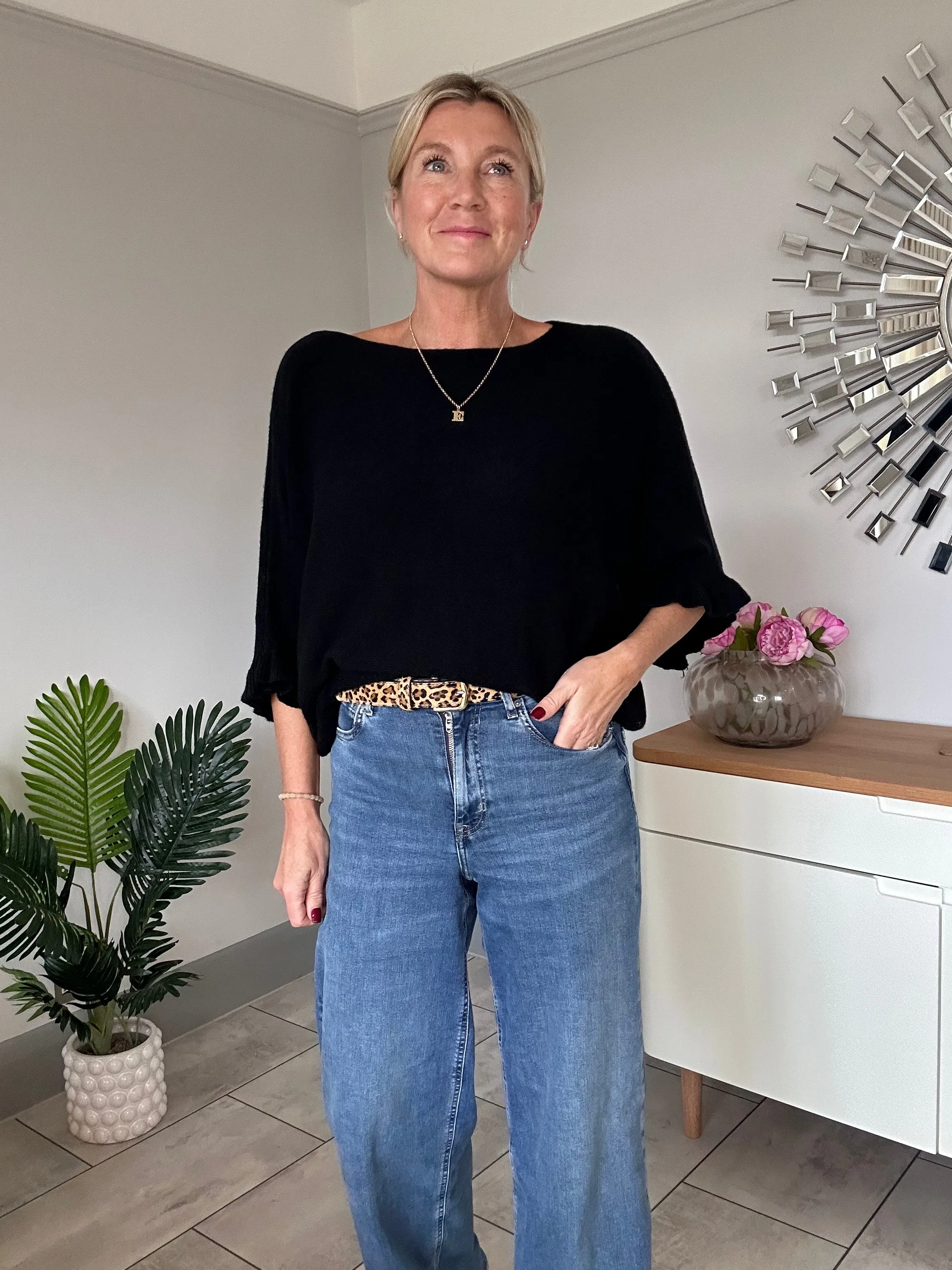 Cornflower Blue Frill Sleeve Jumper