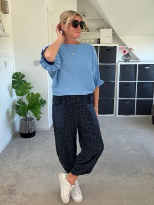 Cornflower Blue Frill Sleeve Jumper