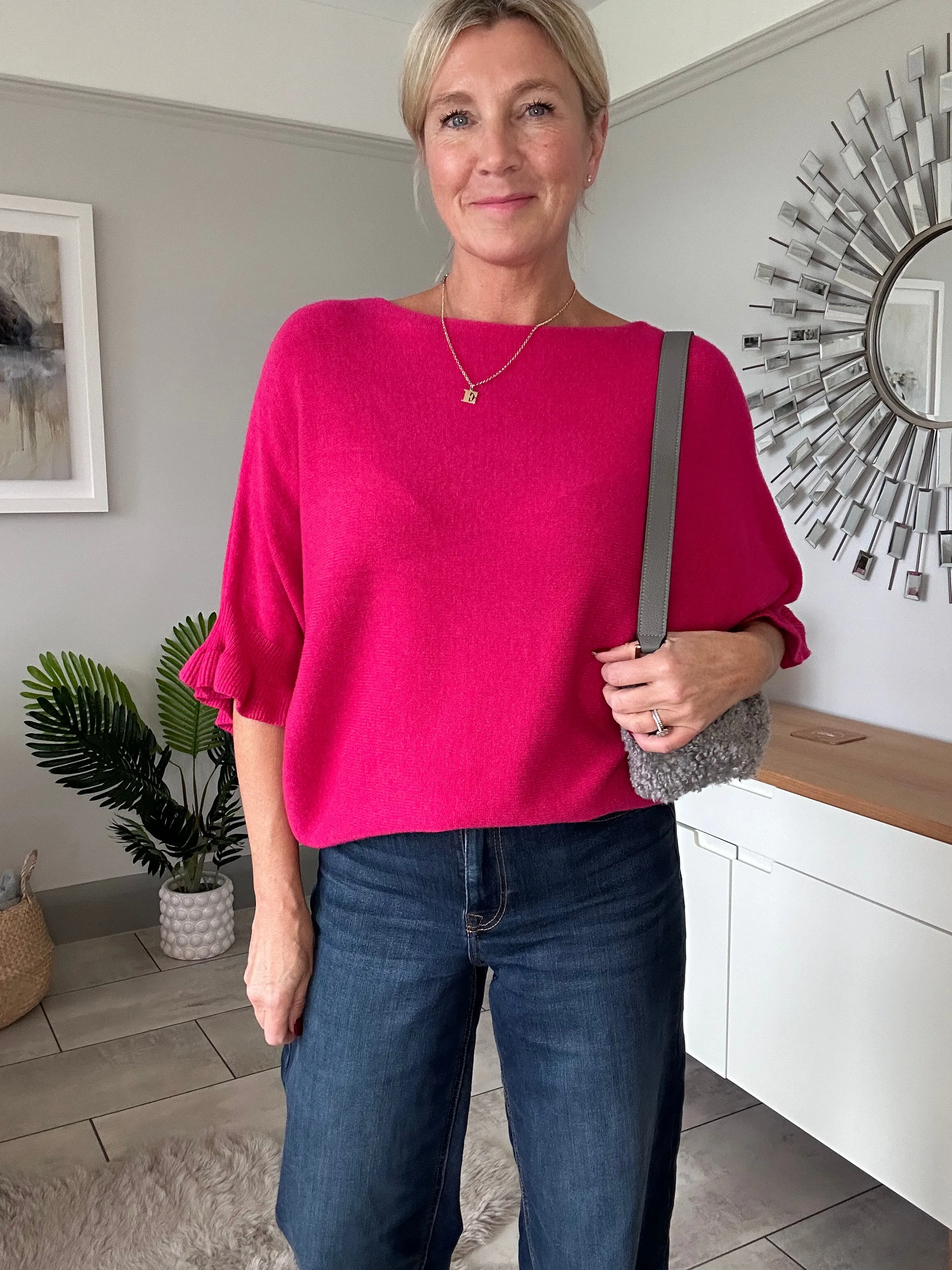 Cornflower Blue Frill Sleeve Jumper