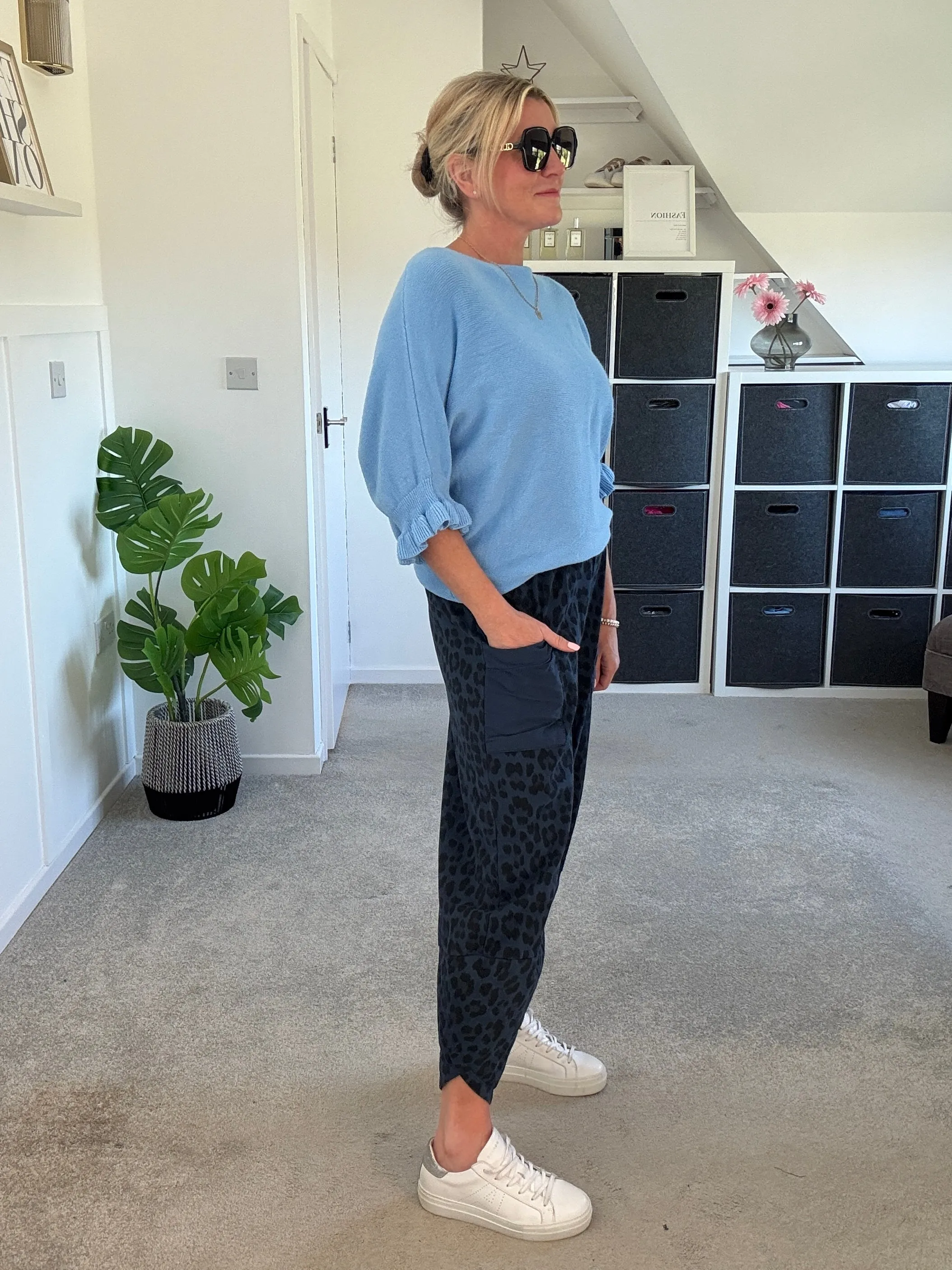Cornflower Blue Frill Sleeve Jumper