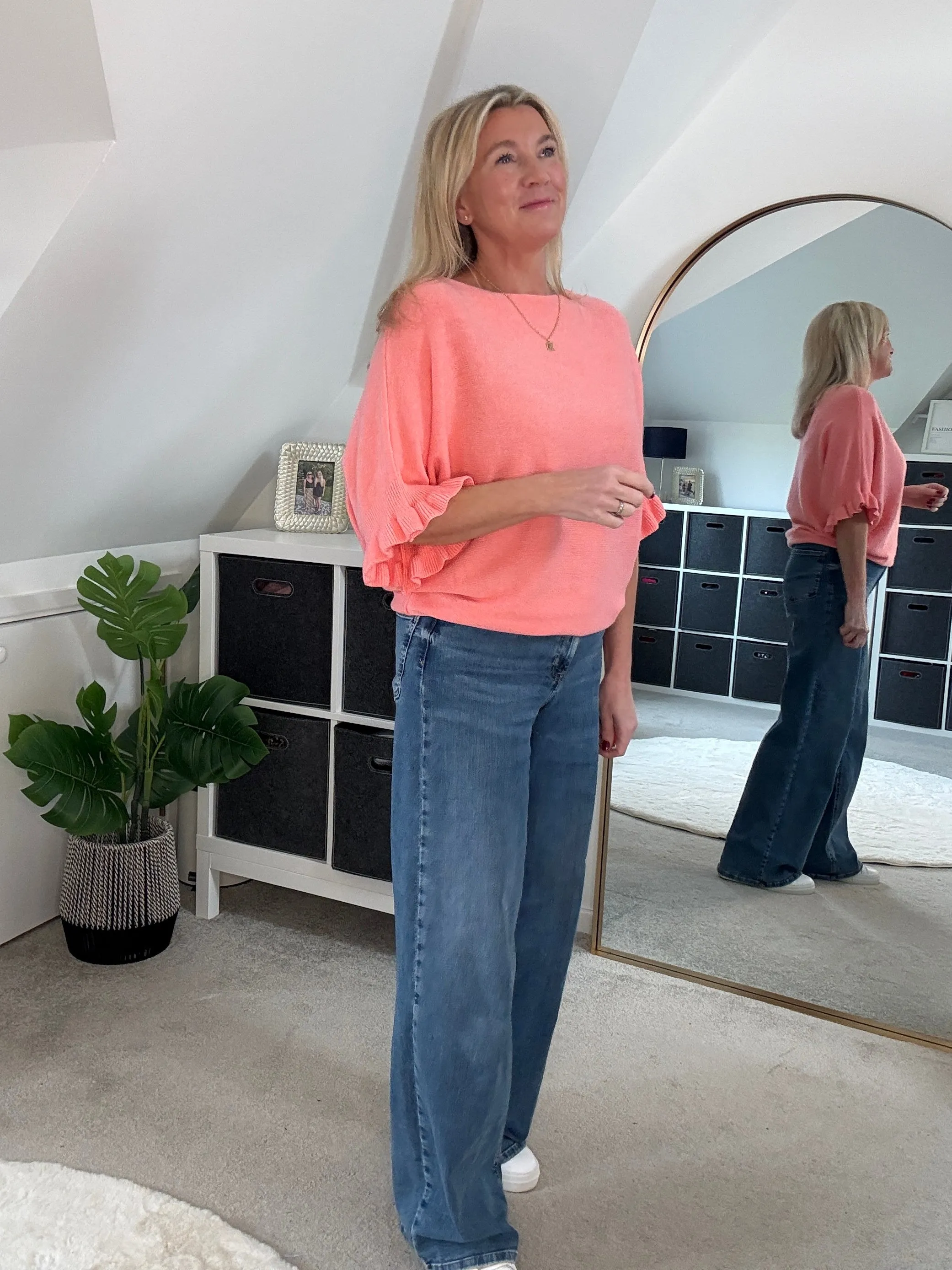 Cornflower Blue Frill Sleeve Jumper