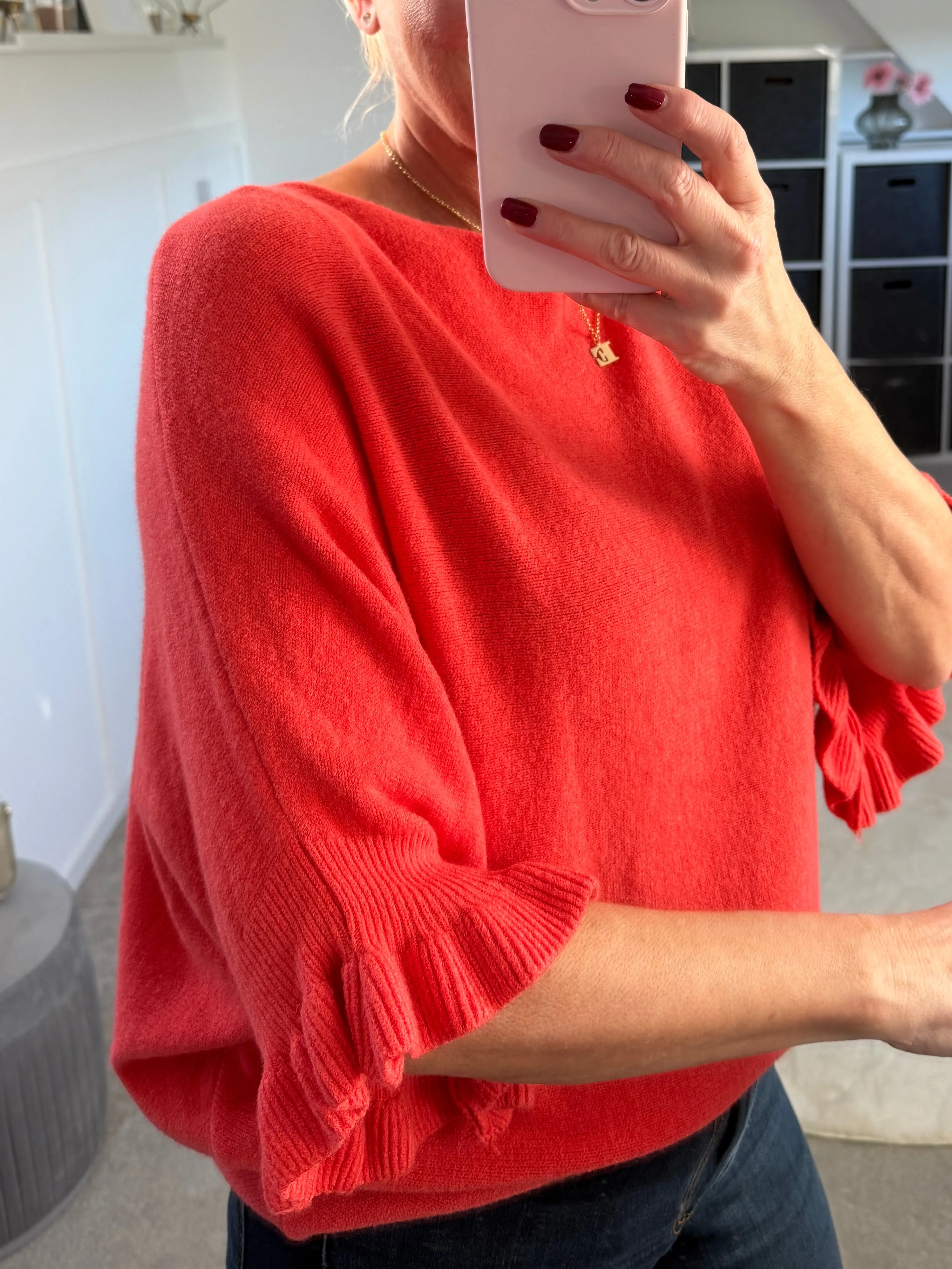 Cornflower Blue Frill Sleeve Jumper